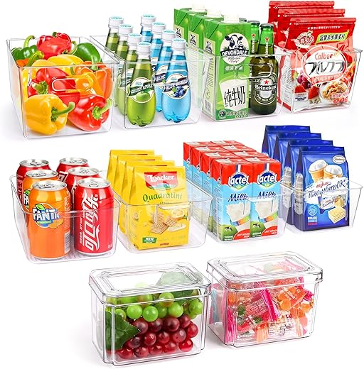 YKIOKE Clear Refrigerator Pantry Organizer Bins Set