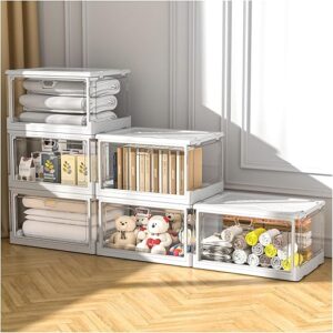 YFXCVSL Clear Storage Bins with Lids, 24Qt, Stackable