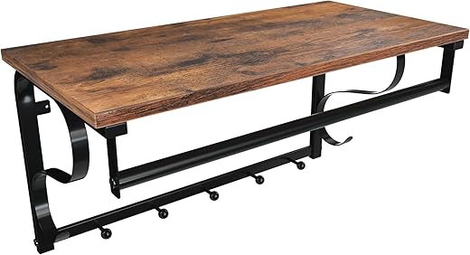 VASAGLE Coat Rack Wall Mount With Shelf ULCR11BX