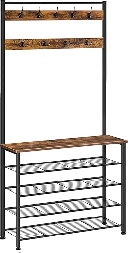 HOOBRO Coat Rack With Shoe Rack And Bench
