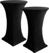 HolidayIdeas Cocktail Table Covers, 2 Pack – Black