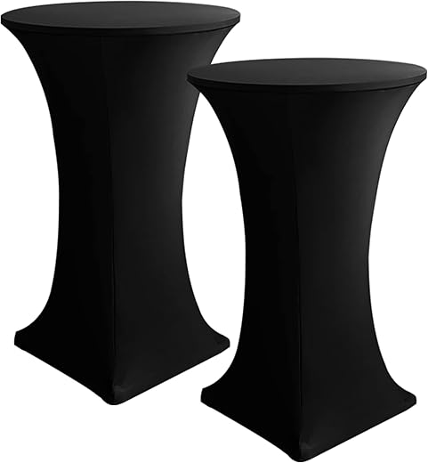 HolidayIdeas Cocktail Table Covers, 2 Pack - Black