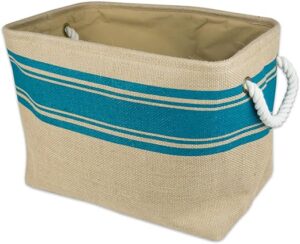 DII Collapsible Burlap Storage Basket, Teal