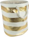 DII Collapsible Laundry Hamper, Gold Stripe, Large