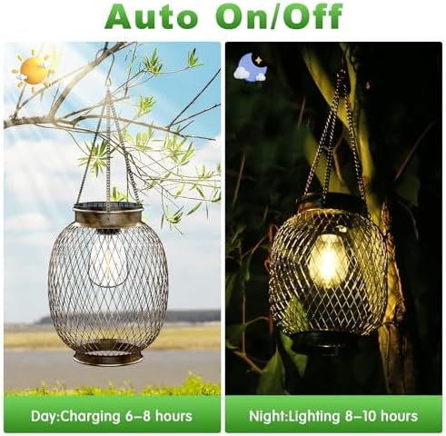 Collasis Vintage Solar Hanging Lanterns Outdoor Decor - Image 4