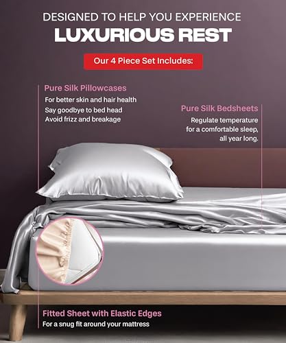 Colorado Home Co 100% Mulberry Silk Bed Sheets Set - Image 5