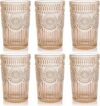 Kingrol Colored Drinking Glasses, 6 Pack, 12 oz