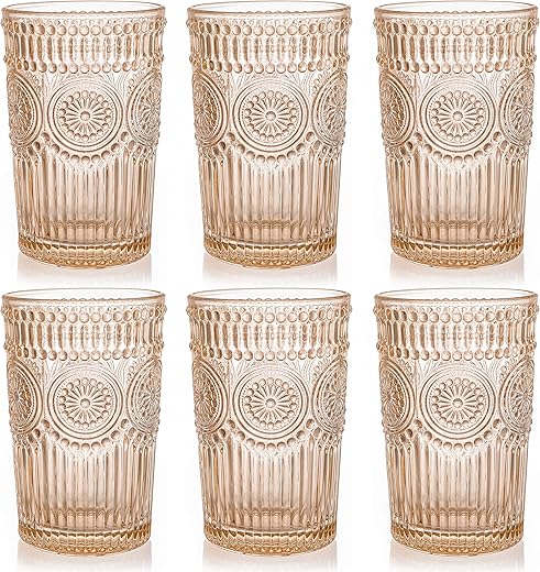 Kingrol Colored Drinking Glasses, 6 Pack, 12 oz
