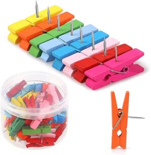 Joyberg Colorful Push Pin With Wooden Clips