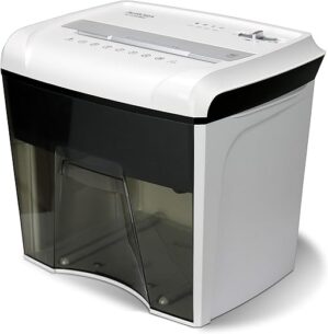 Aurora Compact 12-Sheet Micro-Cut Shredder, White/Black