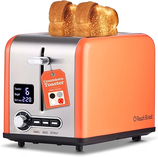 Peach Street Compact Digital Countdown Bread Toaster