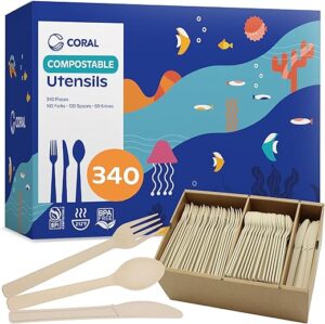 CORAL Compostable Cutlery Set 340 Pieces