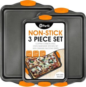 PERLLI Cookie Sheets Non Stick 3-Piece Set