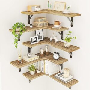Fixwal Corner Floating Shelves, Set Of 5, Carbonized Black