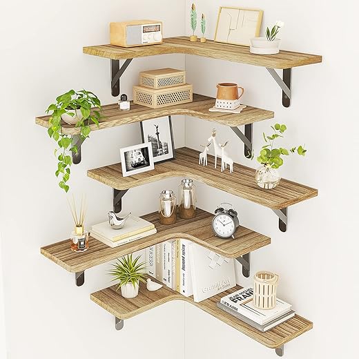 Fixwal Corner Floating Shelves, Set Of 5, Carbonized Black