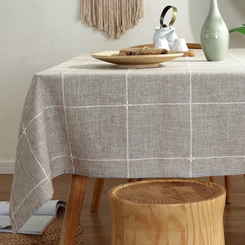 TruDelve Cotton Linen Grey Farmhouse Tablecloth (52"x52")