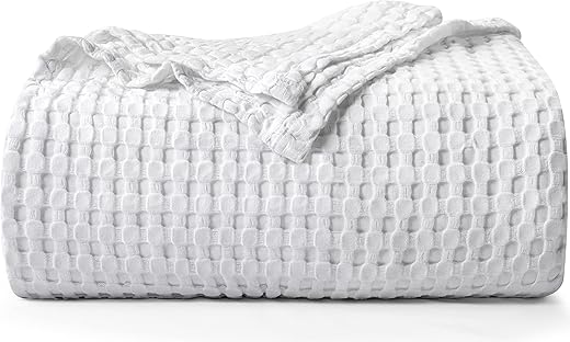 Utopia Bedding Cotton Waffle Blanket 300 GSM (White)