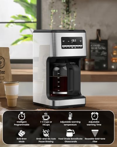 COWSAR 14-Cup Programmable Coffee Maker, Stainless Steel - Image 2