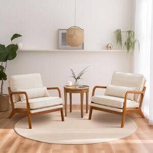 VINGLI Cozy Beige Linen Accent Chairs Set