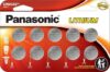 Panasonic CR2032 3.0 Volt Lithium Coin Batteries, 10 Pack