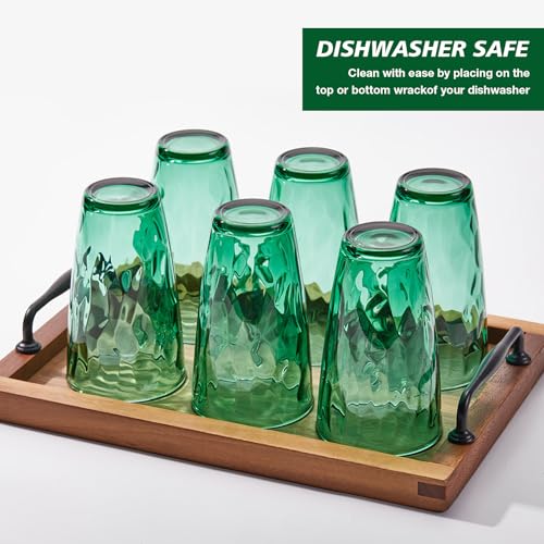 CREATIVELAND Vintage Green Drinking Glasses Set, 15.8 oz - Image 4