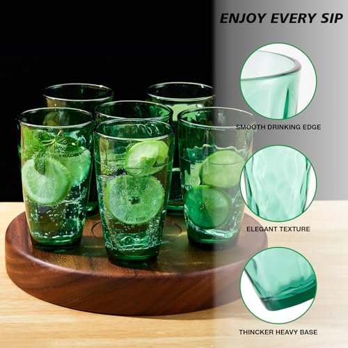 CREATIVELAND Vintage Green Drinking Glasses Set, 15.8 oz - Image 5