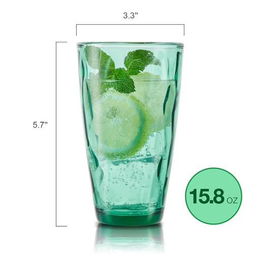 CREATIVELAND Vintage Green Drinking Glasses Set, 15.8 oz - Image 2