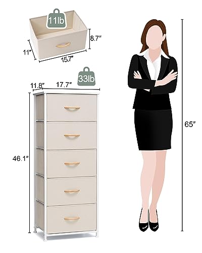 Crestlive Products Vertical Dresser Storage Tower, Beige - Image 3