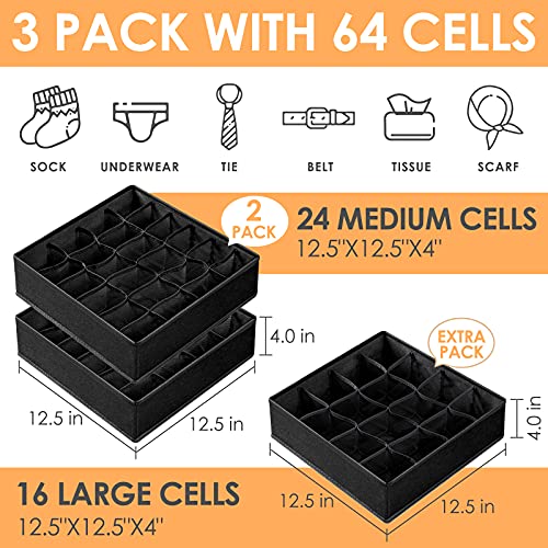 Criusia Sock & Underwear Organizer Dividers, 64 Cell - Image 2