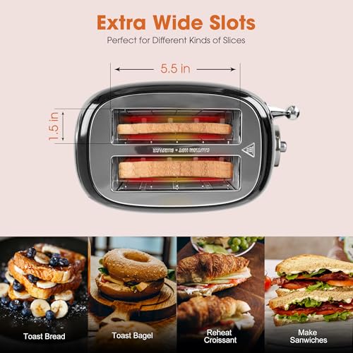 CROWNFUL Retro Stainless Steel 2-Slice Toaster - Image 2