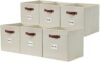 DECOMOMO Cube Storage Bin With Label Holders (10.5″ x 11″ / 6pcs, Beige)