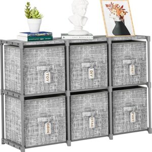 LUKYTOWER Cube Storage Shelf With 6 Bins