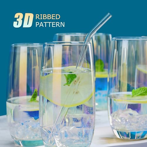 CUKBLESS Iridescent Crystal Highball Glasses Set - Image 4