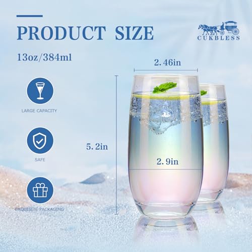 CUKBLESS Iridescent Crystal Highball Glasses Set - Image 5