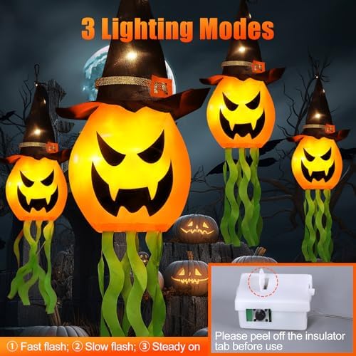 Cuorung Glowing Pumpkin Witch Hat with Lights - Image 2