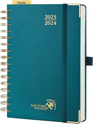 POPRUN Daily Planner 2023-2024 Spiral Hardcover