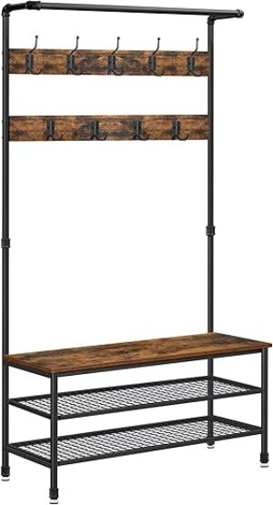 VASAGLE Daintree Entryway Coat Rack And Bench