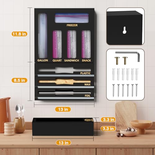 DALSHABET Bamboo Storage Bag Organizer Dispenser - Image 3