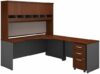 CUIYMXSC Dark Cherry L-Shaped Corner Desk With Hutch