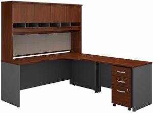 CUIYMXSC Dark Cherry L-Shaped Corner Desk With Hutch
