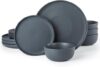 famiware Dawn Stoneware Dinnerware Set, Charcoal