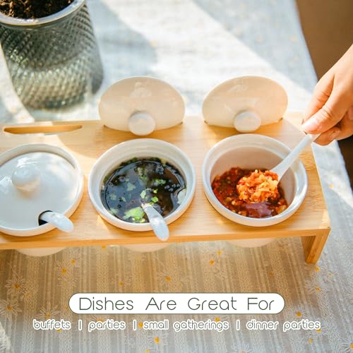 DD DEFINED DECO Wooden Condiment Set-Ceramic Chip And Dip - Image 2
