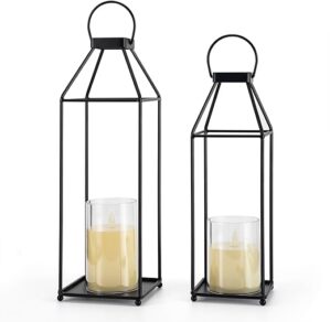 ELEATTRUN Decorative Black Metal Lanterns Indoor/Outdoor