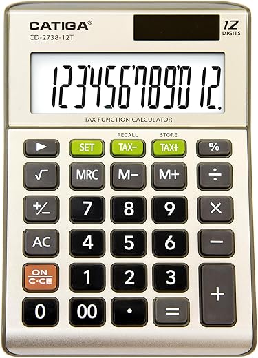 CATIGA Desktop 12-Digit Dual Power Calculator