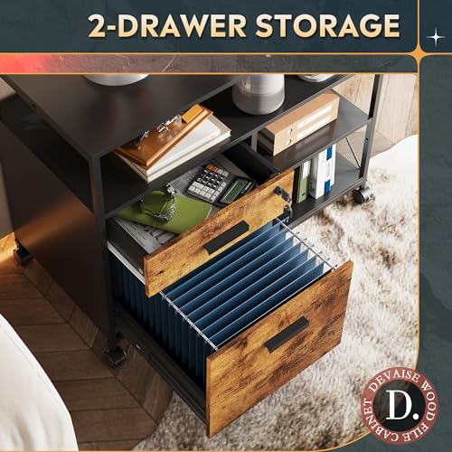 DEVAISE 2 Drawer Locking File Cabinet With Charging Station - Image 4