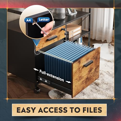 DEVAISE 2 Drawer Locking File Cabinet With Charging Station - Image 5