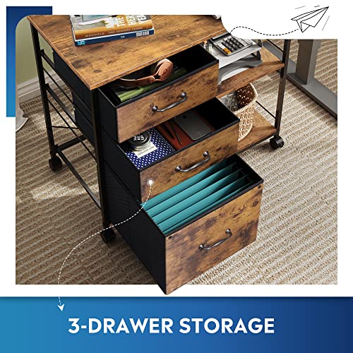 DEVAISE 3 Drawer Mobile File Cabinet, Rustic - Image 4