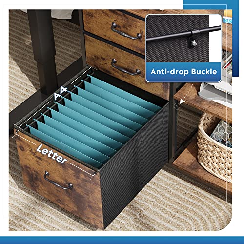 DEVAISE 3 Drawer Mobile File Cabinet, Rustic - Image 5