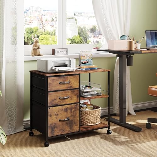 DEVAISE 3 Drawer Mobile File Cabinet, Rustic - Image 2