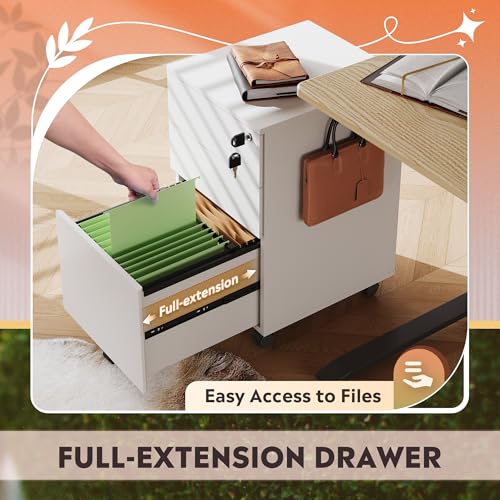 DEVAISE 3 Drawer Rolling File Cabinet, White - Image 5